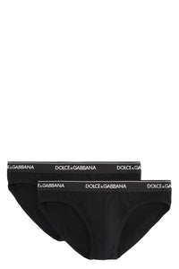 Set of two cotton briefs with logoed elastic band